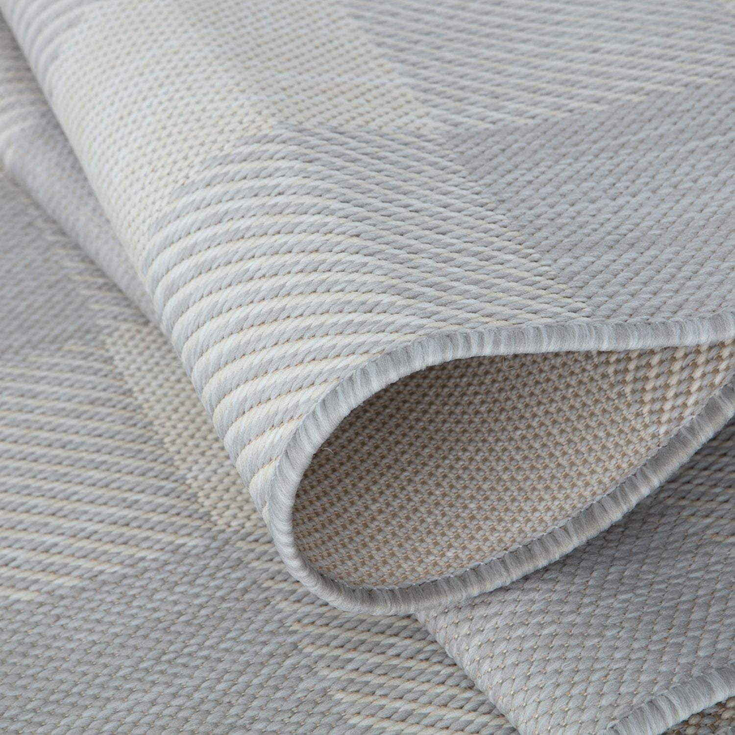 Ecology Outdoor Rug | Grey Geometric Flatweave | Odour Resistant Polypropylene