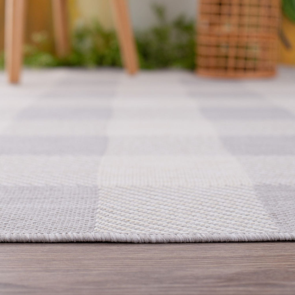 Ecology Outdoor Rug | Grey Geometric Flatweave | Odour Resistant Polypropylene