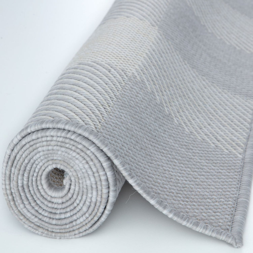 Ecology Outdoor Rug | Grey Geometric Flatweave | Odour Resistant Polypropylene