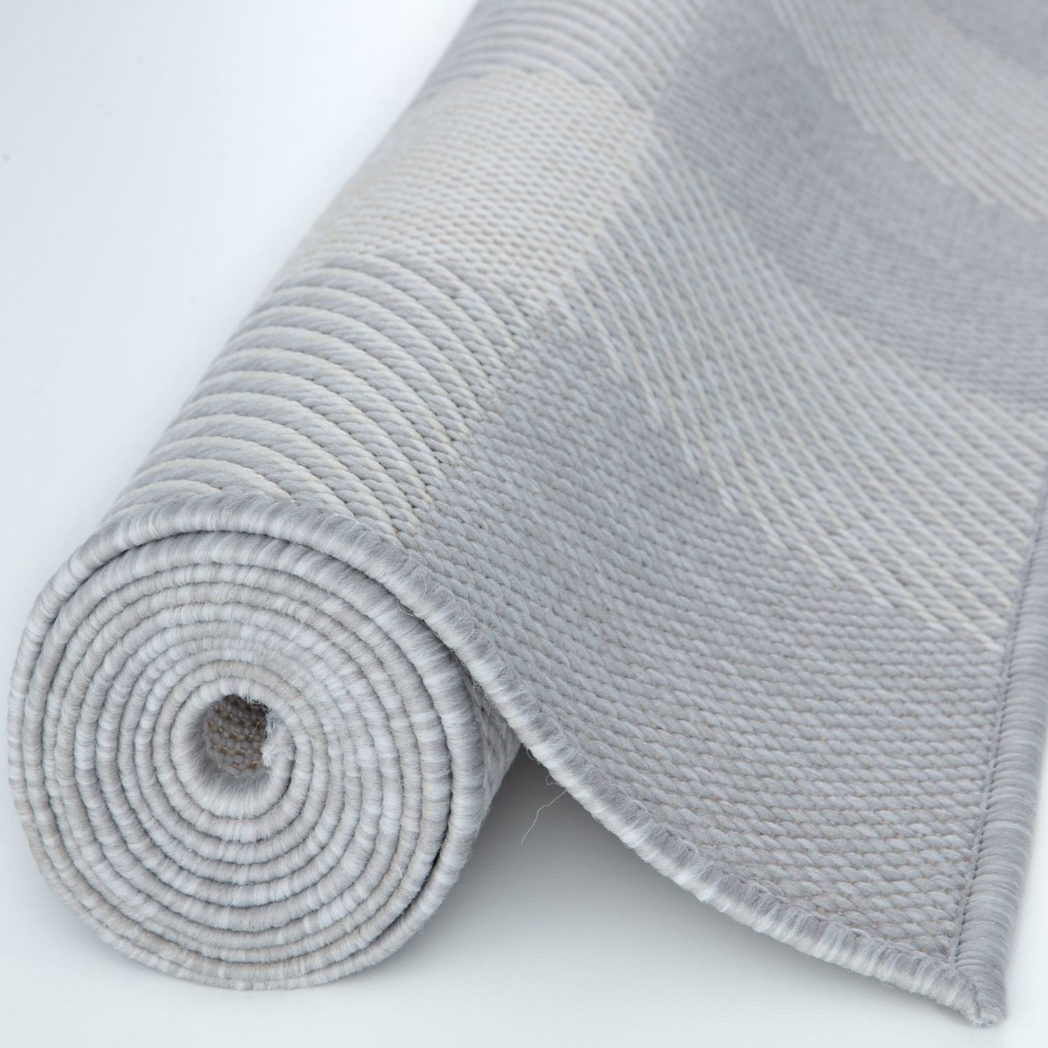 Ecology Outdoor Rug | Grey Geometric Flatweave | Odour Resistant Polypropylene