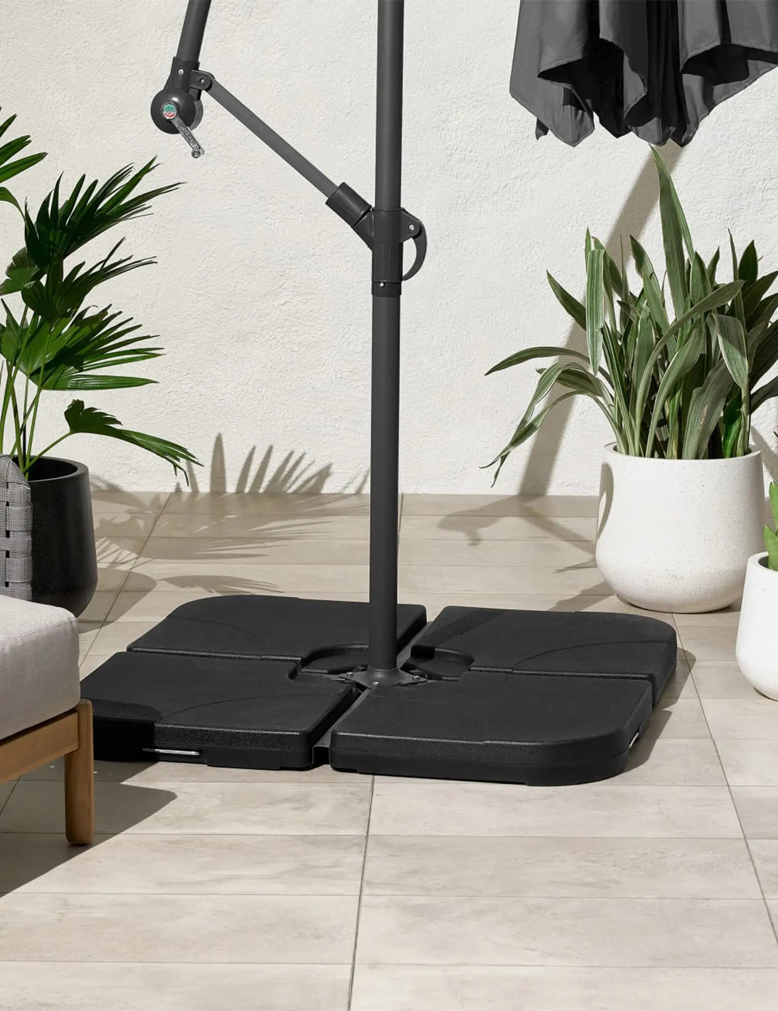 Water Fillable Base for Cross Base Cantilever Parasol