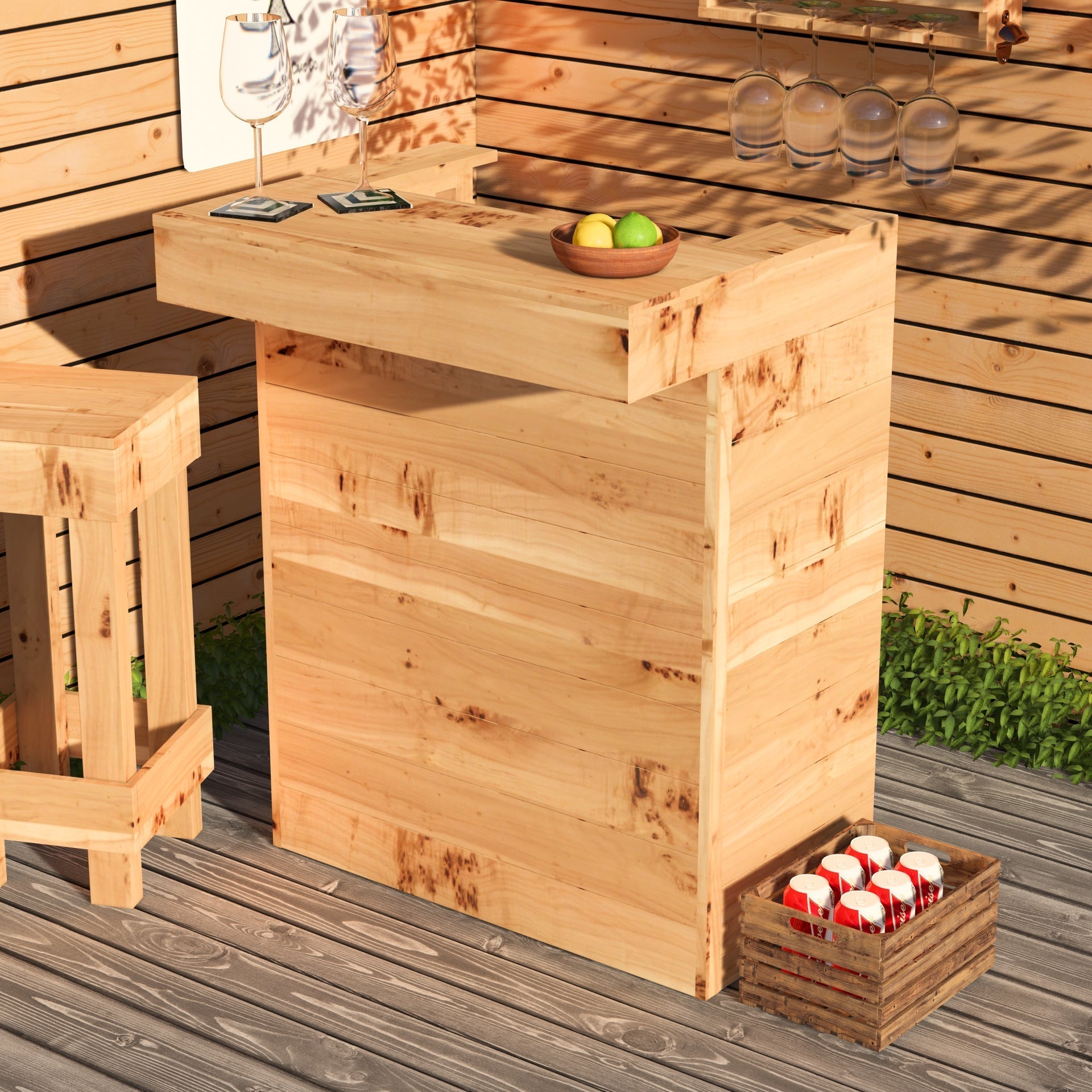 Rustic Wooden Pallet Garden Bar 80cm