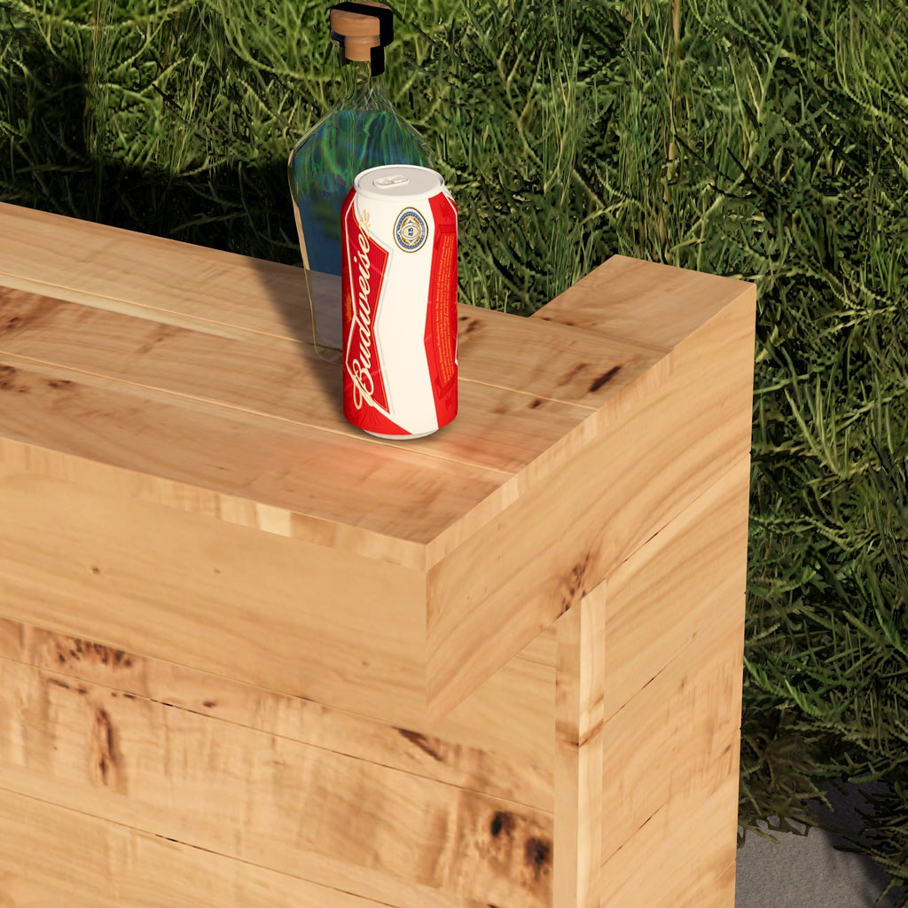 L-Shape Rustic Wooden Garden Bar | Corner Pallet-Style Outdoor Bar