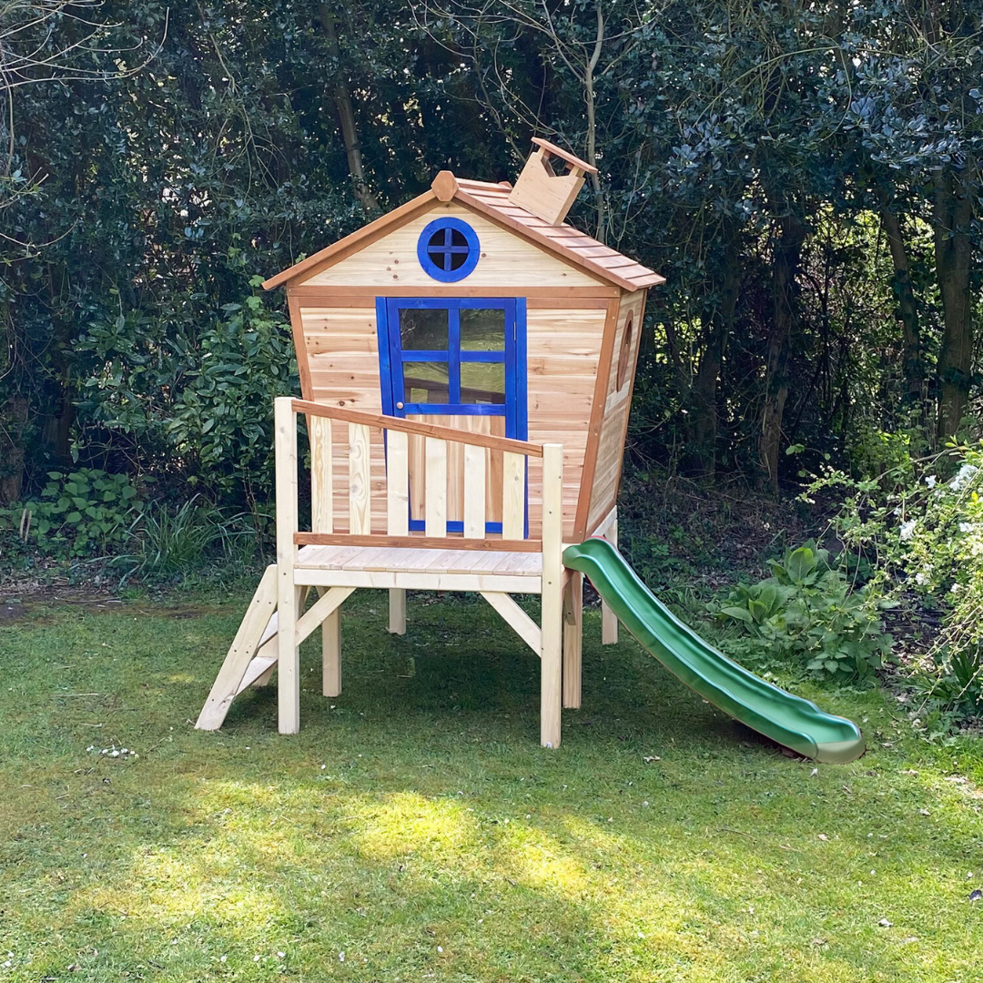 Redwood Tower Wooden Playhouse with Slide & Ladder | Kids' Garden Climbing Frame