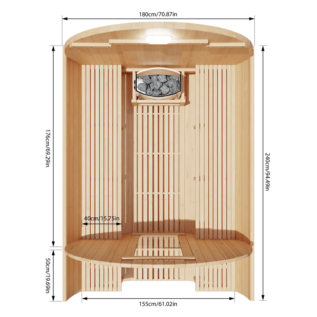 KOVE Outdoor Barrel Sauna – 5–6 Person Garden Sauna with 6kW Electric Heater