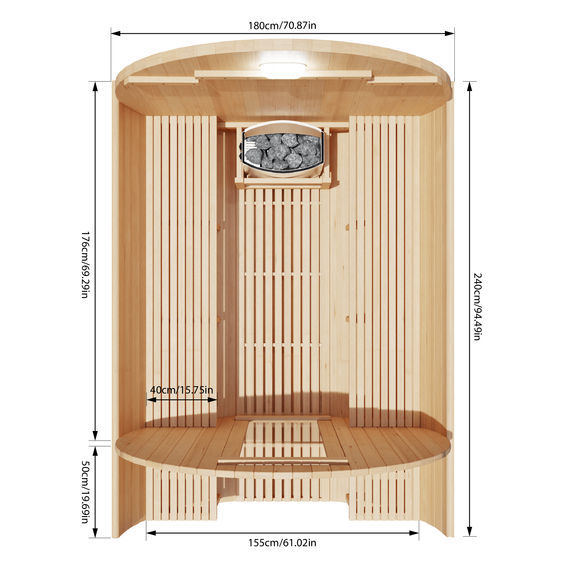 KOVE Outdoor Barrel Sauna – 5–6 Person Garden Sauna with 6kW Electric Heater