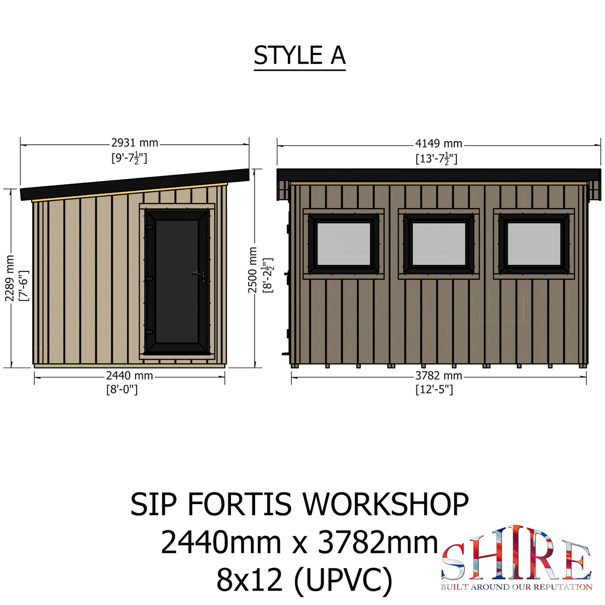 Fortis SIP Workshop Style A | End Door Insulated Garden Workshop