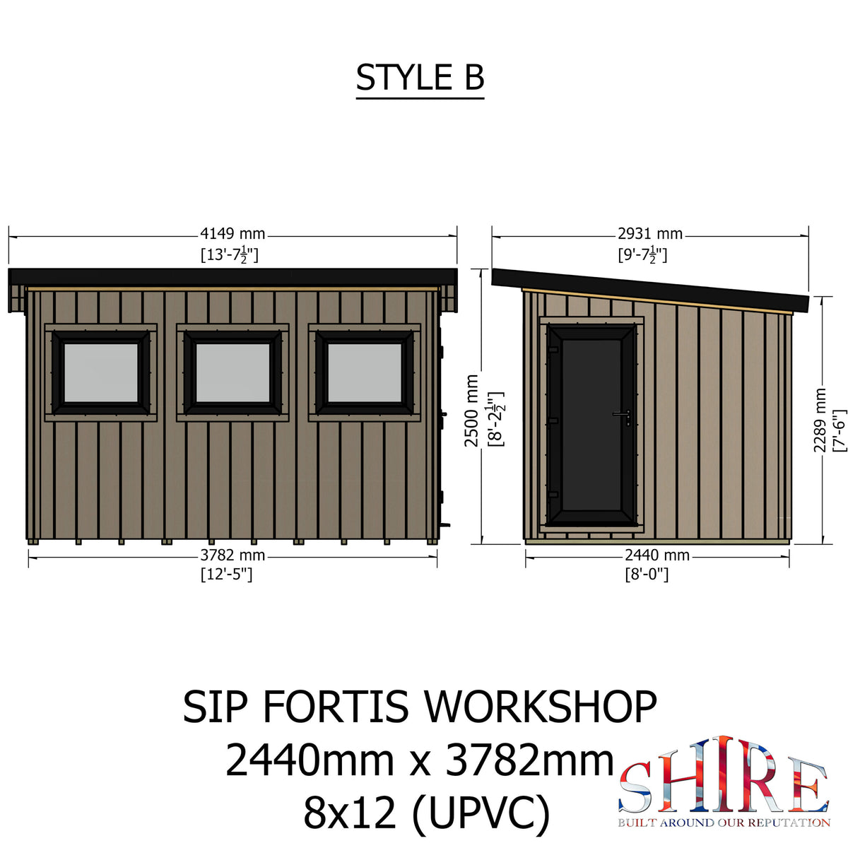 Fortis SIP Workshop Style B | End Door Insulated Garden Workshop