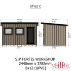 Fortis SIP Workshop Style C | Front Door Insulated Garden Workshop
