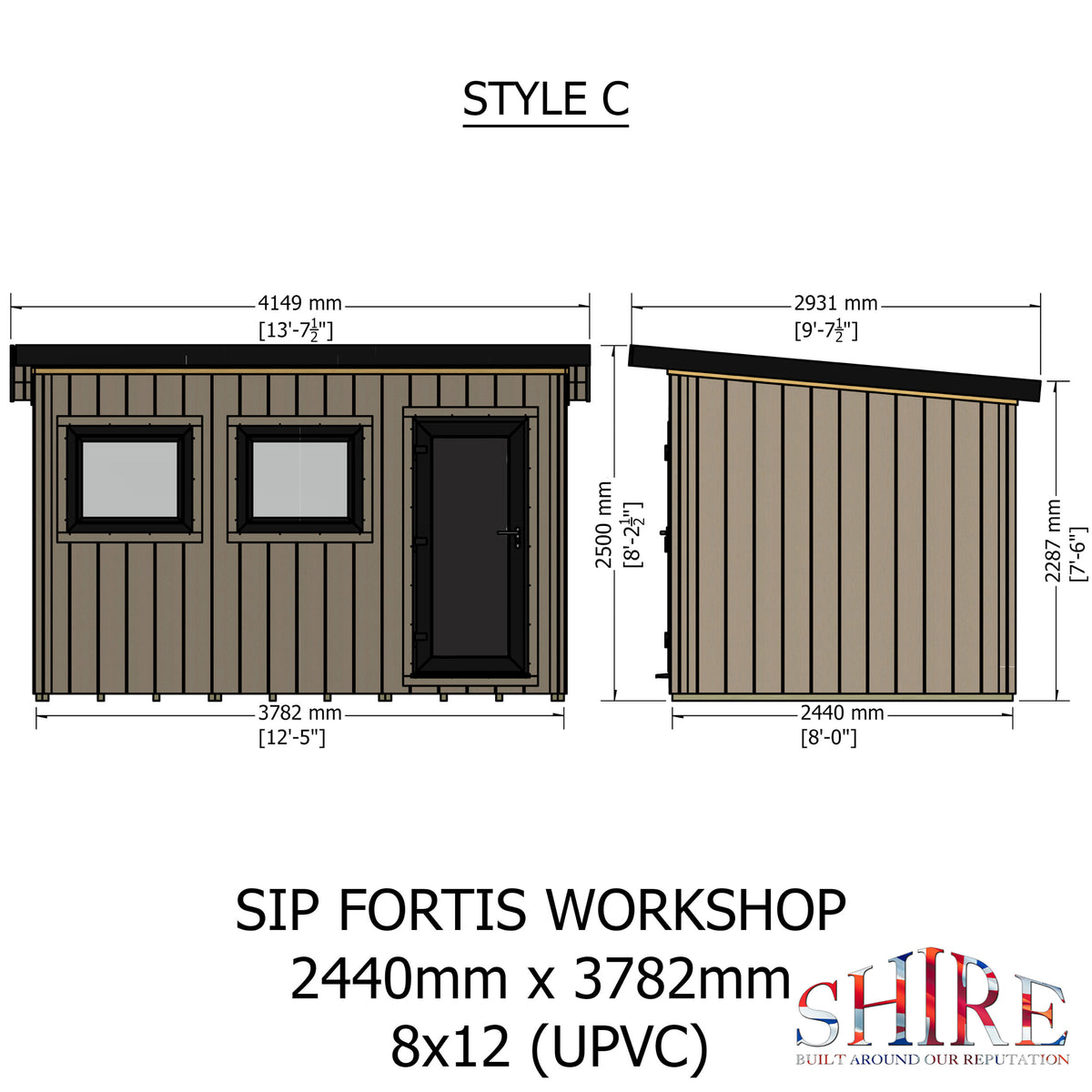 Fortis SIP Workshop Style C | Front Door Insulated Garden Workshop