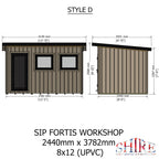 Fortis SIP Workshop Style D | Front Door Insulated Garden Workshop