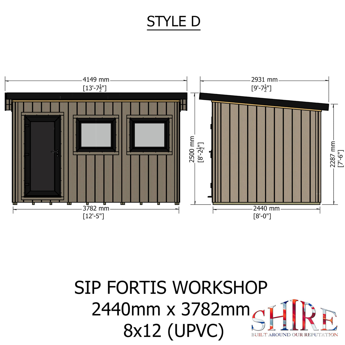 Fortis SIP Workshop Style D | Front Door Insulated Garden Workshop