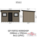 Fortis SIP Workshop Style E | Centre Door Insulated Garden Workshop