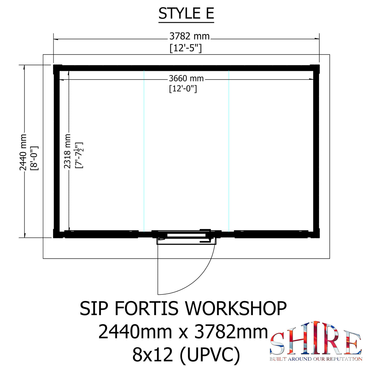 Fortis SIP Workshop Style E | Centre Door Insulated Garden Workshop