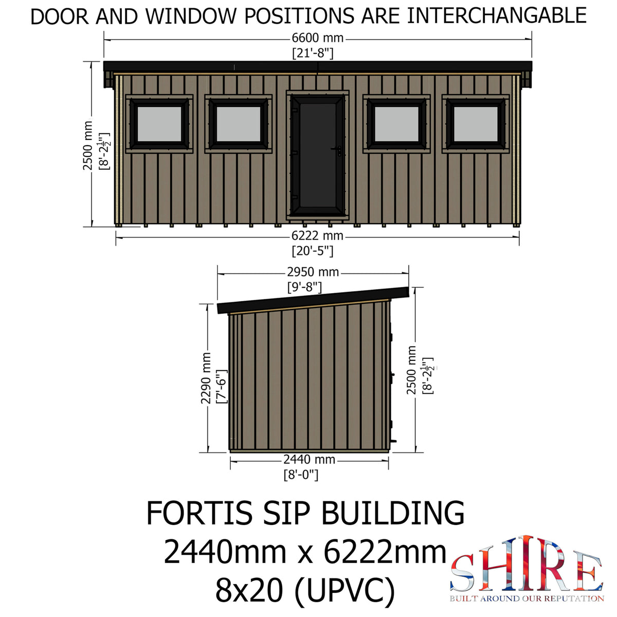 Fortis SIP Workshop Style E | Centre Door Insulated Garden Workshop
