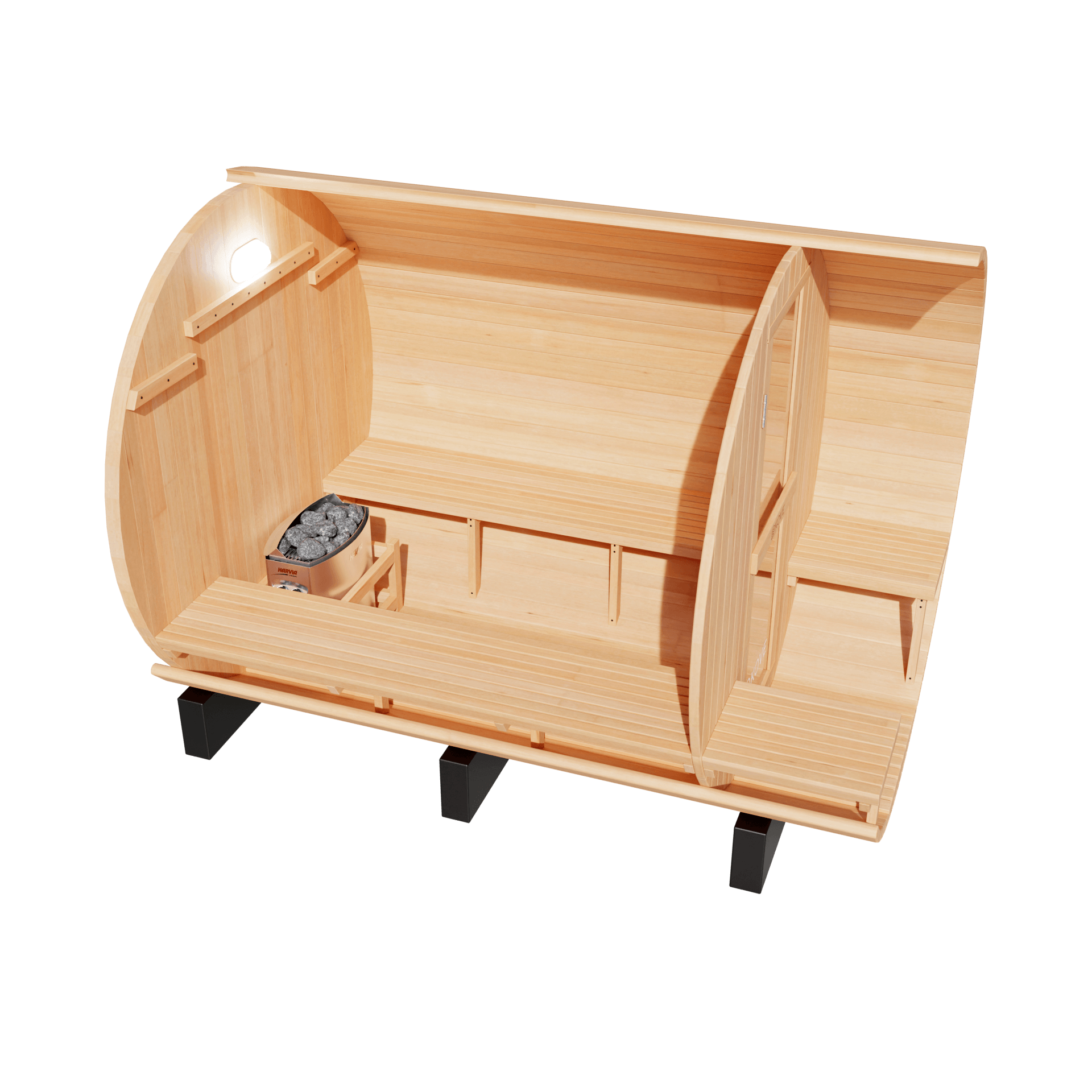 KOVE Outdoor Barrel Sauna – 5–6 Person Garden Sauna with 6kW Electric Heater