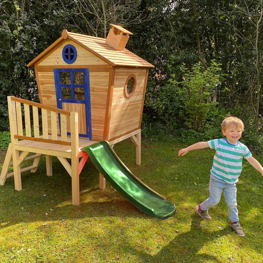 Redwood Tower Wooden Playhouse with Slide & Ladder | Kids' Garden Climbing Frame