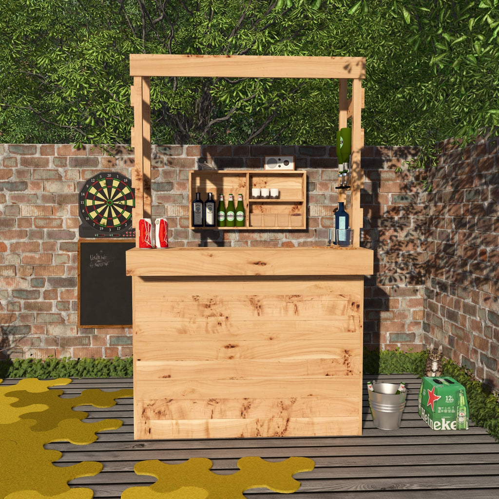 Large Rustic Wooden Garden Bar with Roof