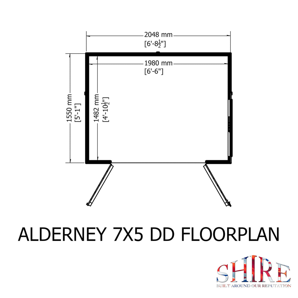 Alderney DD 7x5 – Shire double door timber shed