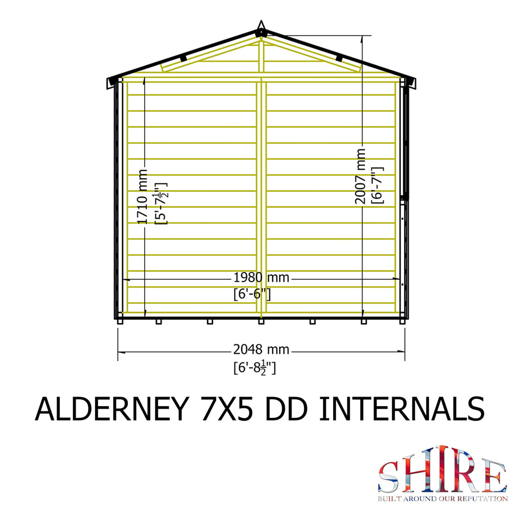 Alderney DD 7x5 – Shire double door timber shed