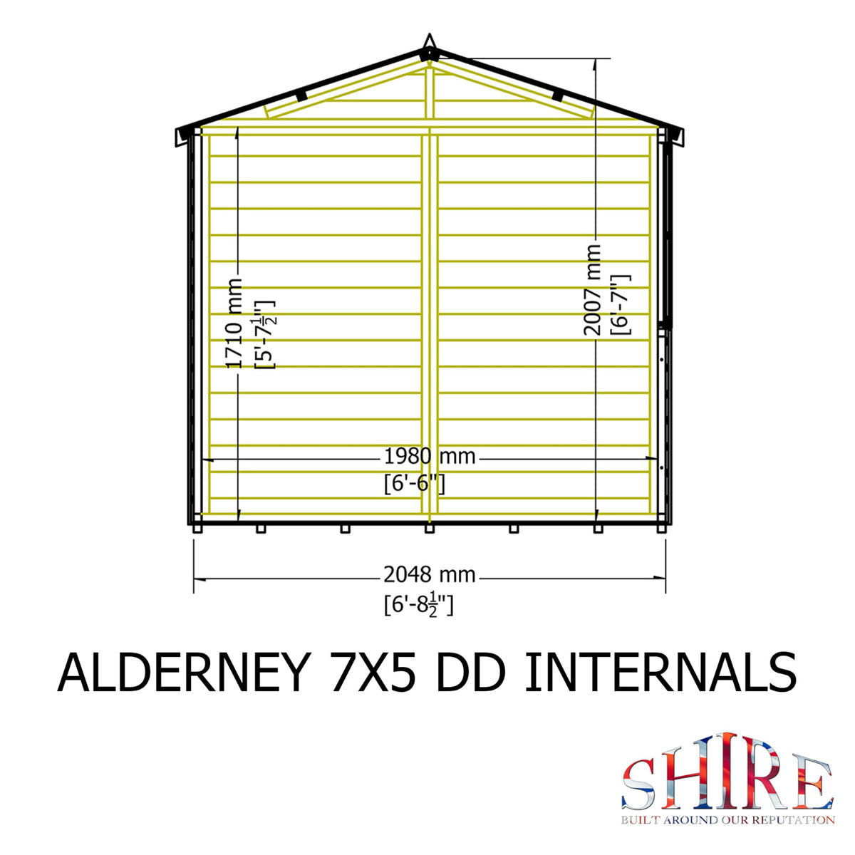 Alderney DD 7x5 – Shire double door timber shed