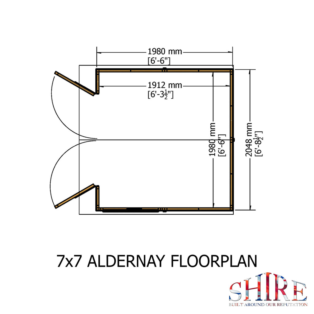 Alderney 7x7 – Shire double door timber shed