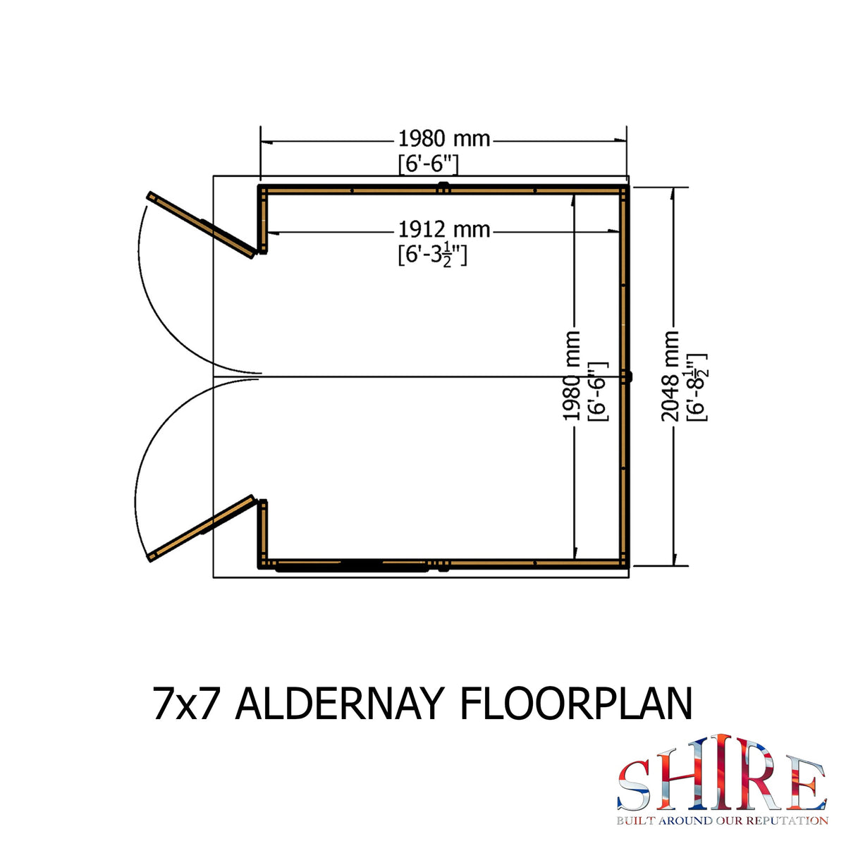 Alderney 7x7 – Shire double door timber shed