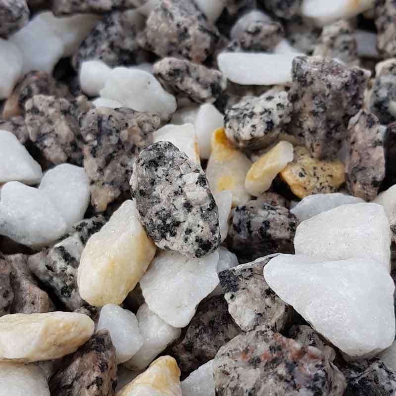 Arctic Silver Gravel | 20mm White Marble & Grey Granite Chippings