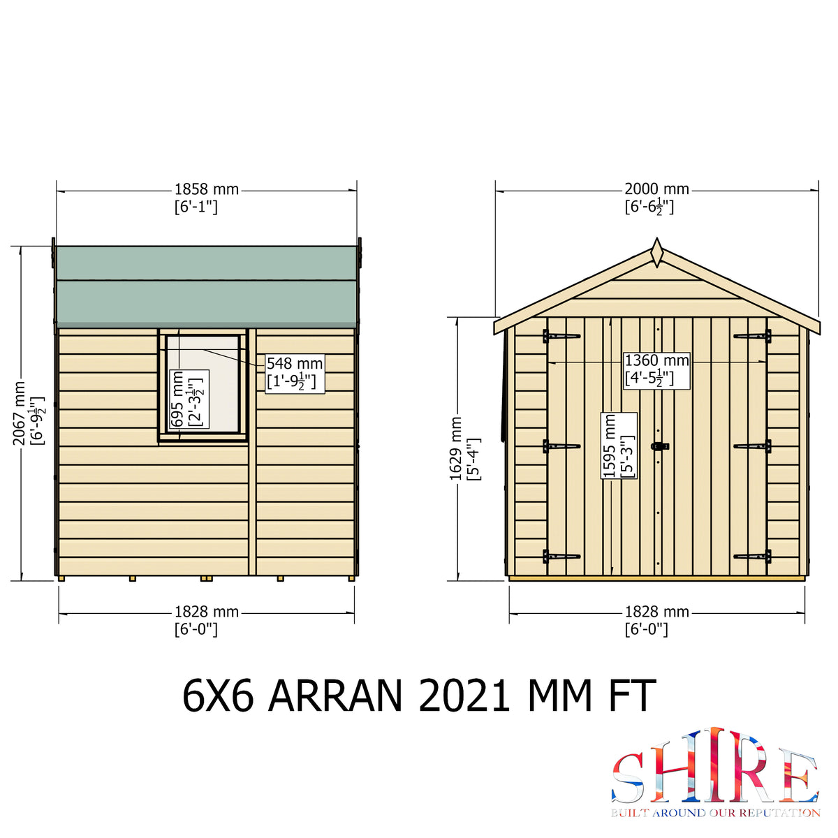 Arran DD 6x6 Garden Shed