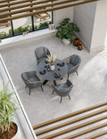 Royalcraft Aspen 4 Seater Round Ceramic Glass Garden Dining Set with Rope Chairs 120cm