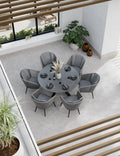Royalcraft Aspen 6 Seater Round Ceramic Glass Garden Dining Set with Rope Chairs 150cm