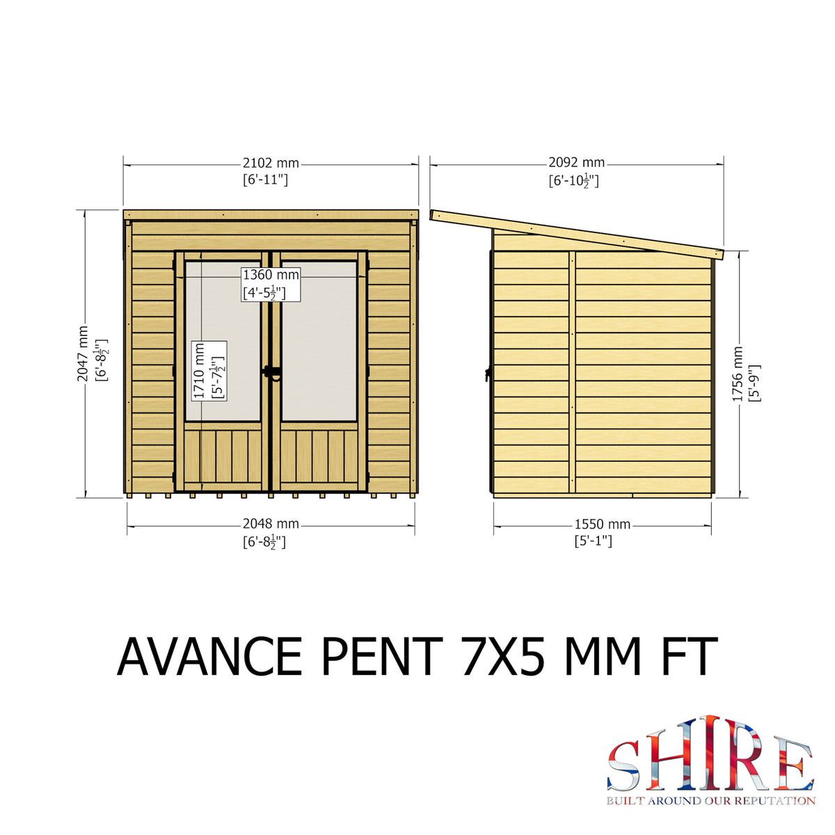 Avance Pent Summerhouse | 7x5 Shiplap Timber Pent Summerhouse