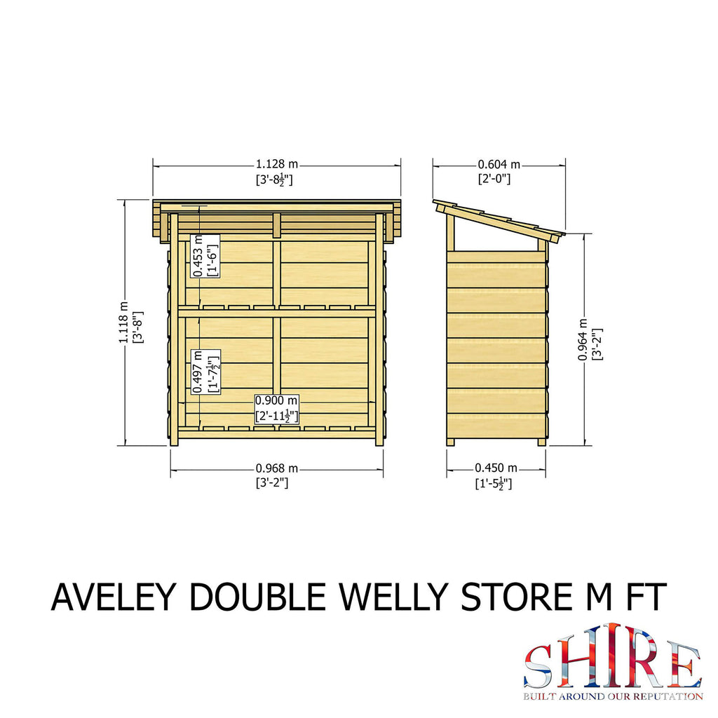 Aveley Double Welly Store | 3x1 Pressure Treated Timber Store