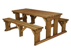 Abies Picnic Table Benches Set - Rustic Finish