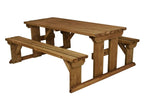 Abies Picnic Table Benches Set - Rustic Finish
