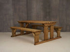 Abies Picnic Table Benches Set - Rustic Finish