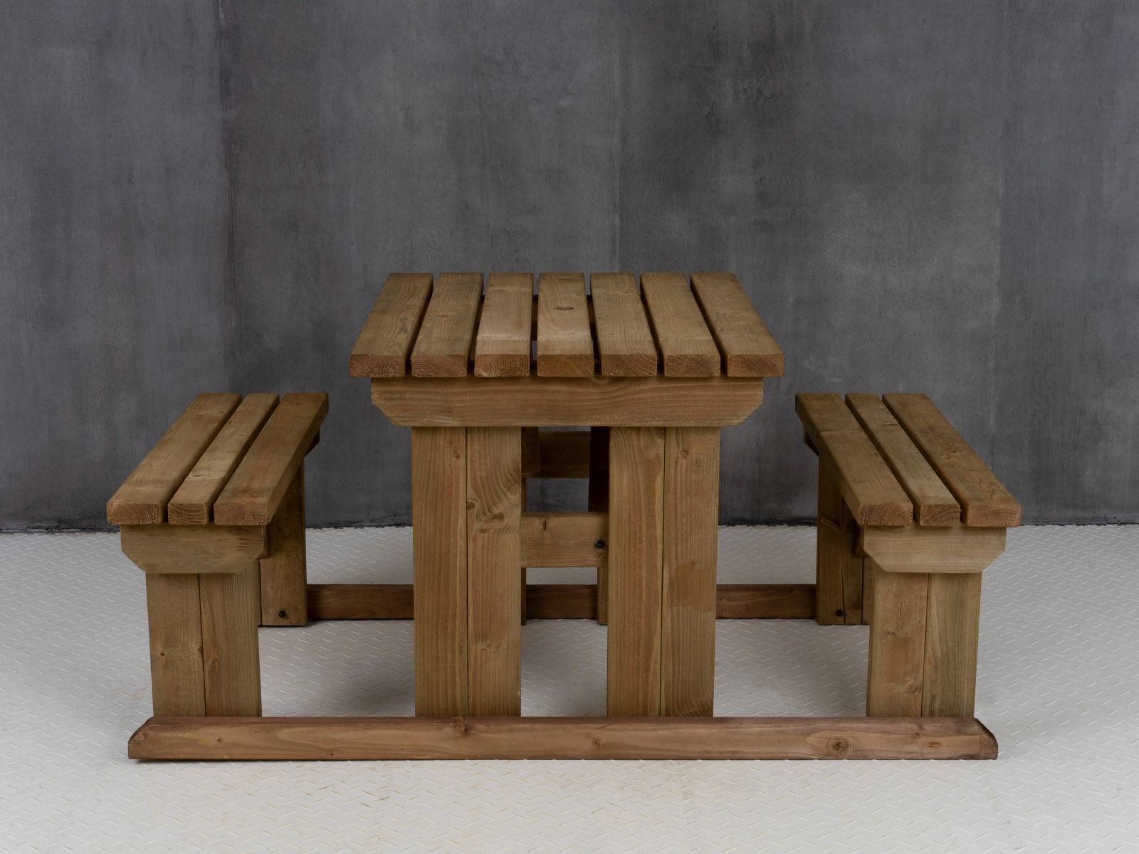 Abies Picnic Table Benches Set - Rustic Finish