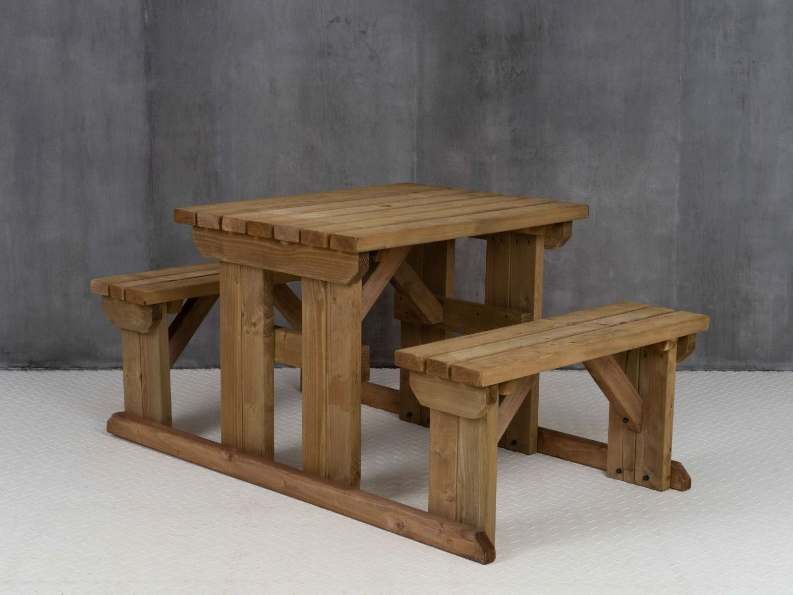 Abies Picnic Table Benches Set - Rustic Finish