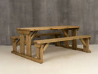 Abies Rounded Picnic Table and Benches Set - Rustic Finish