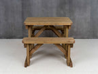 Abies Rounded Picnic Table and Benches Set - Rustic Finish