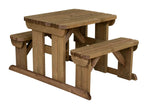Abies Rounded Picnic Table and Benches Set - Rustic Finish