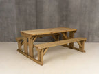 Abies Rounded Picnic Table and Benches Set - Rustic Finish