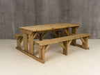 Abies Rounded Picnic Table and Benches Set - Rustic Finish