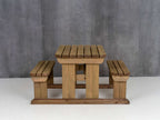 Abies Rounded Picnic Table and Benches Set - Rustic Finish