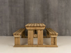 Abies Rounded Picnic Table and Benches Set - Rustic Finish