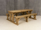 Abies Rounded Picnic Table and Benches Set - Rustic Finish