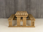 Abies Rounded Picnic Table and Benches Set - Rustic Finish