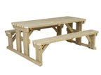 Abies Rounded Picnic Table and Benches Set — side view