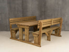 Alders Picnic Table Benches Set With Backrest - Rustic Finish