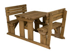 Alders Picnic Table Benches Set With Backrest - Rustic Finish